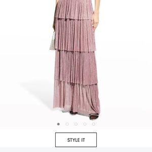 Sabina Musayev Skylar Tiered Plisse Gown. Size Medium in the color Pink.